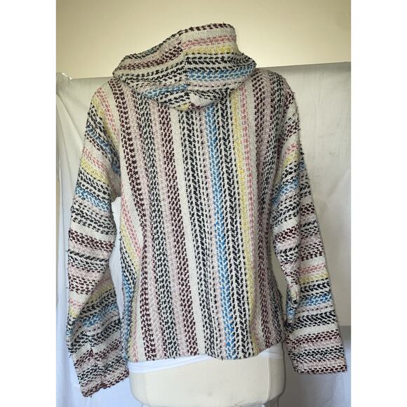 Baja Joe Unisex Pullover Hoodie Size Small Multicolor Rainbow Cotton Blend Boho - Picture 4 of 10